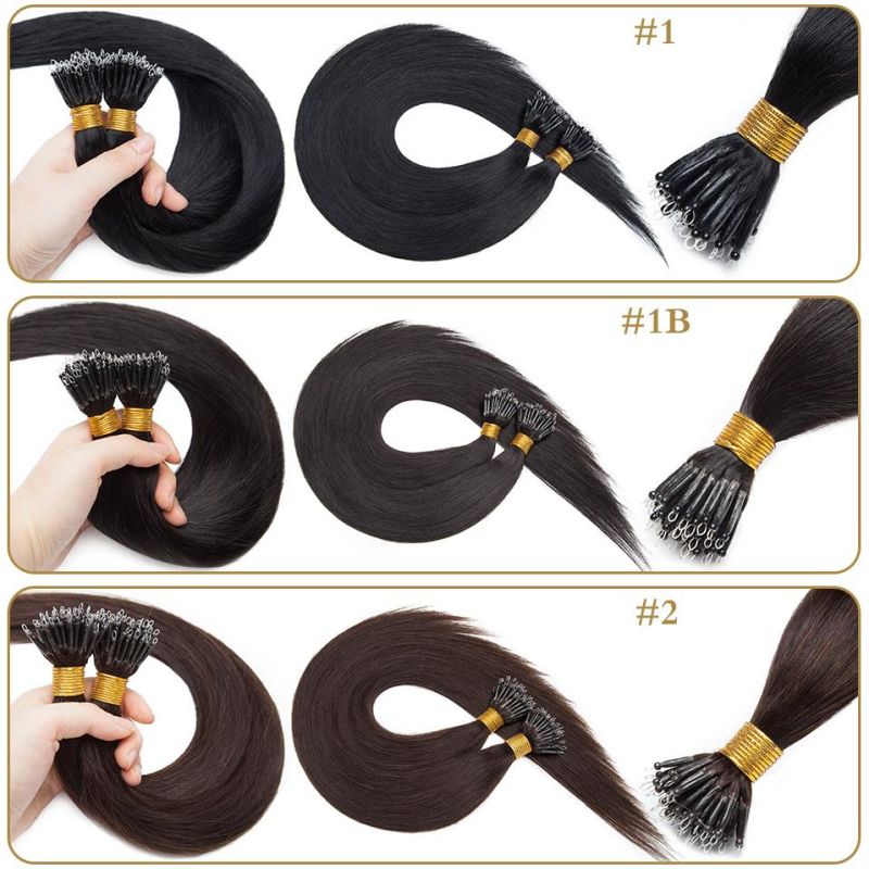 Hair Remy Nano Ring Links Human Hair Extensions 1g/S Keratin Straight European Micro Beads Hair Pieces