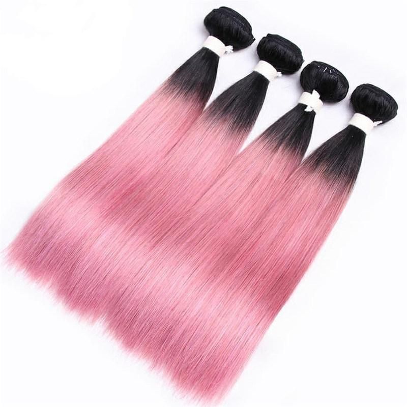 Pink Color Human Hair Extension with HD Lace Closure for Black Women Customized Body Wave 30 Inch Remy Hair Bundle