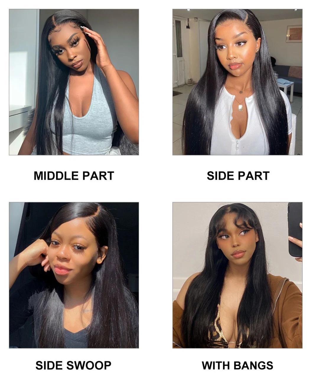 Long Straight Human Hair 13X4 Lace Front Wigs