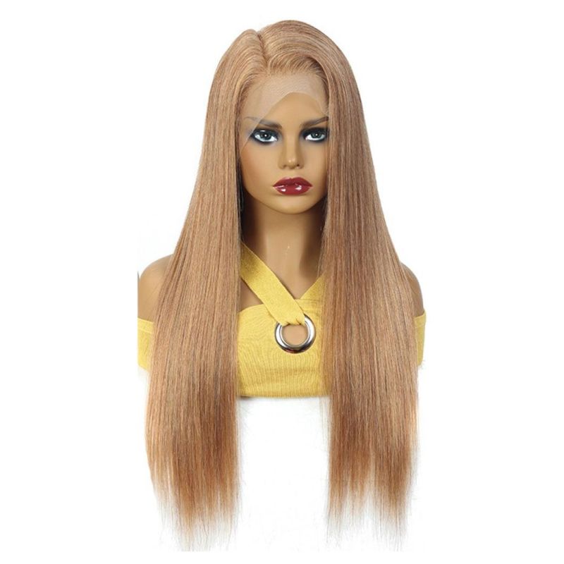Straight Lace Front Wig Human Hair 150% Density 22 Inch Virgin Human Hair Wig 27#