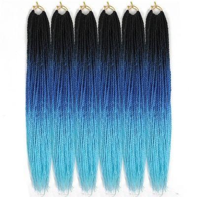 Popular Ombre Blue Women Long Senegalese Twist Crochet Braiding Hair Extension