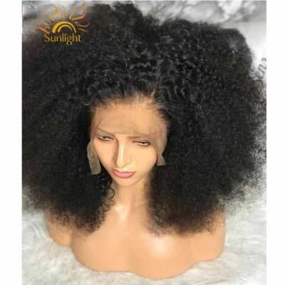 Sunlight Free Sample Afro Kinky Curly Wig 13X4 Pre Plucked Lace Wigs 150% Density Peruvian Remy Lace Front Human Hair Wigs for Women