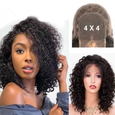 4X4 Lace Closure Wig Short Kinky Curly Human Hair Wigs Body Wave Human Hair Wig