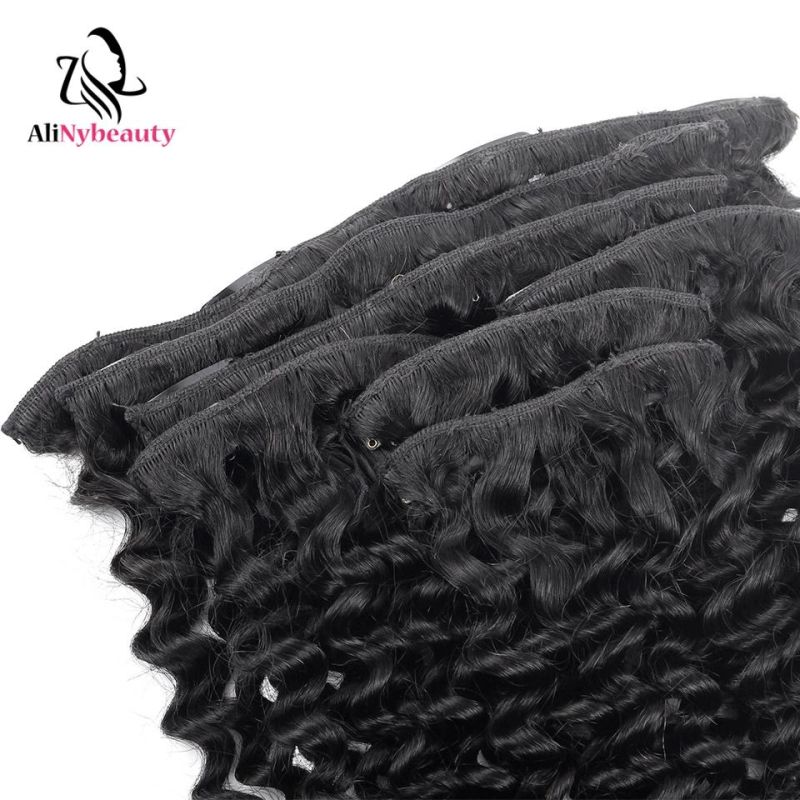 Alinybeauty Jerry Curly Peruvian Clip in Human Hair Extensions 7 Pieces/Set