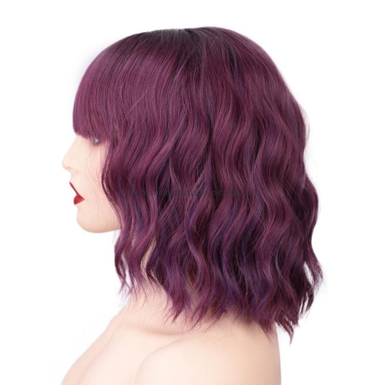 Kakifashion Hair Soft Style Wholesale Cheap Natural Color Wig African Short Bob Burgundy Synthetic Hair Wig