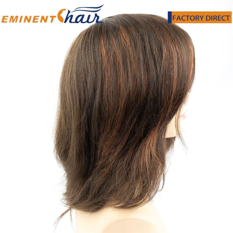French Lace with PU Coating Wig Full Cap Hair System with Spot Highlights Eminent Hair