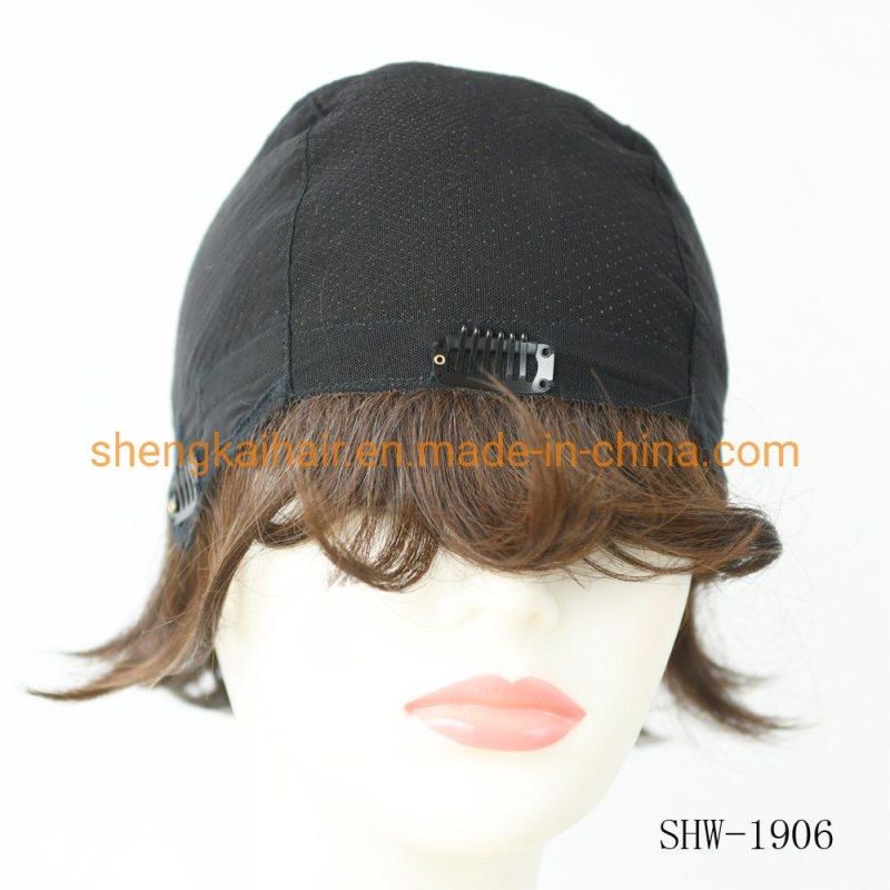 Wholesale Quality Full Handtied Human Synthetic Hair Mixed Medical Use Hair Wig for Women