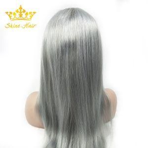 Gray Color Wig of 100% Human Hair Silk Straight in Stock