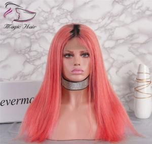 Orange Color High Quality 130% Density Human Full Lace Straight Hair Wig