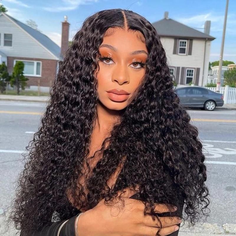 Freeshipping Deep Wave Closure Wig Lace Frontal Wigs Deep Wave Frontal Wig Part Long Wavy Hair in The Middle Wig Dropshipping Wholesale