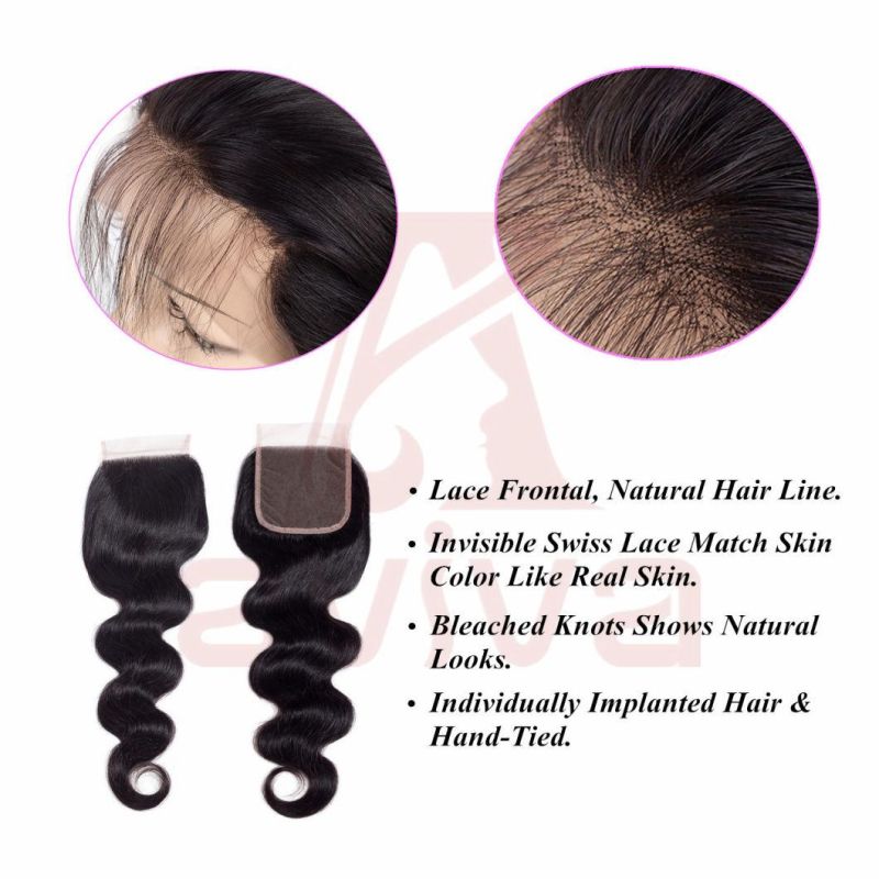 Human Hair Lace Closure Brazilian Body Wave Hair Closure 4X4 Free Part 8-24 Inch Remy Hair Closure