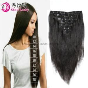 Top Grade Easy Full Head Set Unprocessed Peruvian Virgin Human Hair Silky Straight Clips Hair Extension