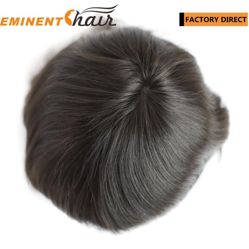 Factory Direct Indian Hair Mono with PU Edge Men′ S Hairpiece