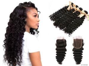 8A Brazilian Deep Wave 100% Human Hair Weft Natural Black Wholesale