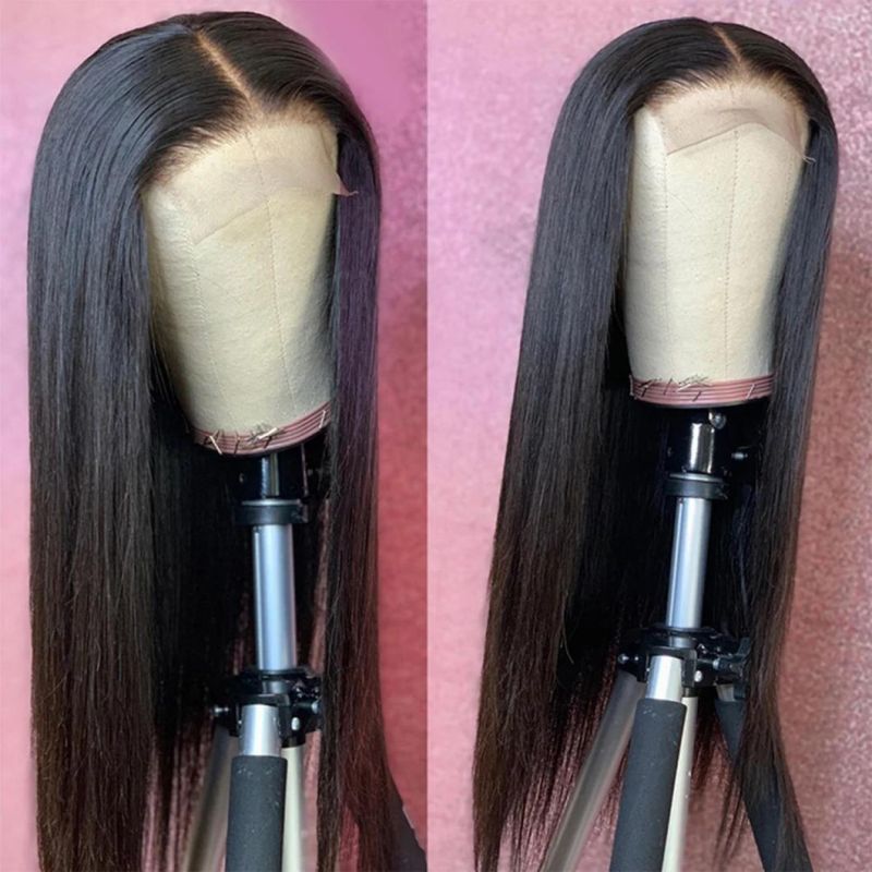 Transparent Lace Wigs for Black Women Human Hair Wigs Peruvian Hair Straight 4X4 Closure Lace Front Closure Wig 36 Inches