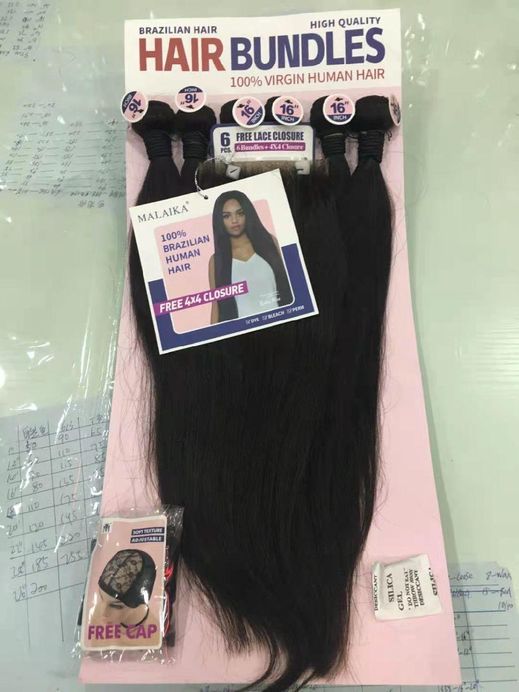 100% Human Hair Weave Packaging Bundle with Matching Closure