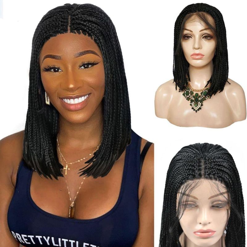 Braided Wigs13X4 Part Swiss Lace Bob Wigs, Full Hand Made Tied Cornrows Front Wigs, Heat Resistant S Micro Bra