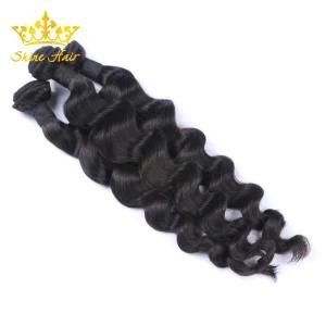 Brazilian Human Hair Bundles Loose Deep Wave Hair in 1b Natural Black Color