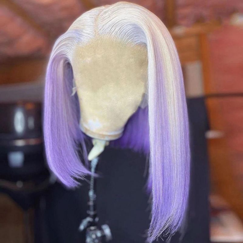 T 613 Purple Colored Wigs Bob Wig Lace Part Brazilian Human Hair Wigs for Black Women Transparent Lace Wigs Bob Remy Closure Wig