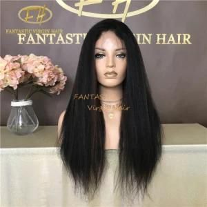 #1b Color Brazilian/Indian Virgin/Remy Human Hair Full/Frontal Lace Wig with Kinky Straght