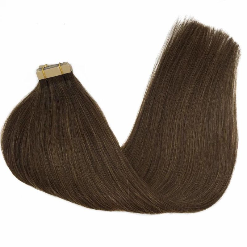 Tape in Hair Extensions Chocolate Brown Remy Human Hair Extensions Tape in Natural Hair Extensions 20PCS 50g 18 Inch