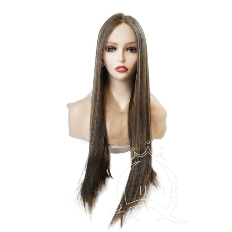 Long Stock Luxury Bleached Top Silky Soft European Virgin Hair Brazilian Hair Lace Top Wig Jewish Wigs Kosher Wig Sheitel Custom Human Hair Wigs Wholeselling