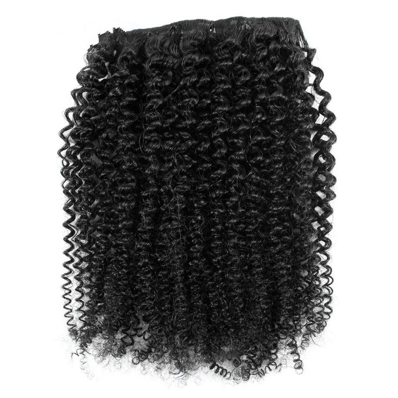 Kinky Curly Human Hair Extensions Natural Black Remy Hair 7PCS/Set