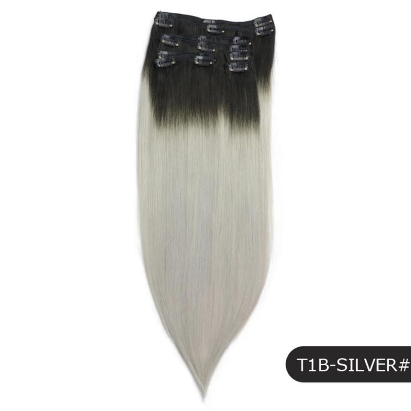 12-24 Clip in Human Hair 8PCS/Set Remy Clip in Extensions Full Head Brazilian Human Hair Multi Color Clip in 22 Inches