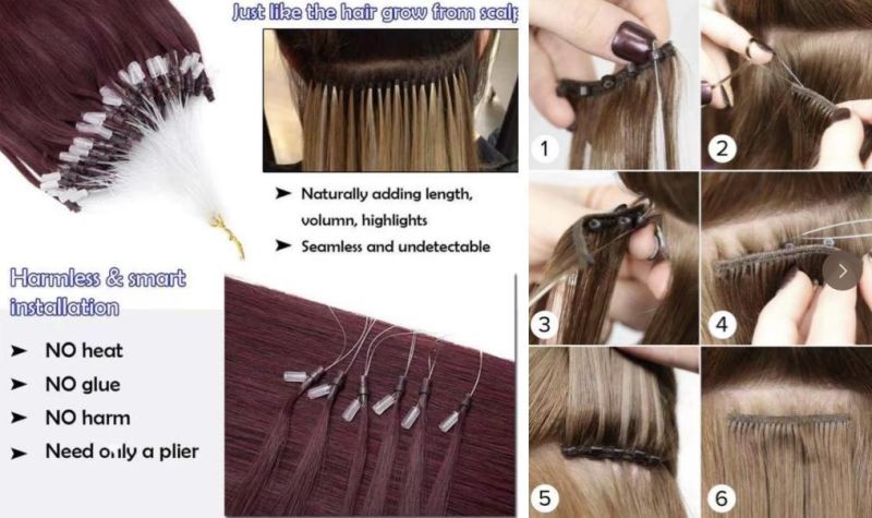 Online Sales Straight Black Human Chinese Girl Braid Hair Remy Virgin Pros of Micro Bead I - Link Hair Extensions