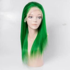 Wholesale Brazilian Human Hair Straight Frontal Lace Wig Green Color Wig