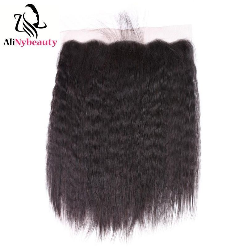 Alinybeauty Kinky Straight Virgin Brazilian Hair Lace Frontal Closure