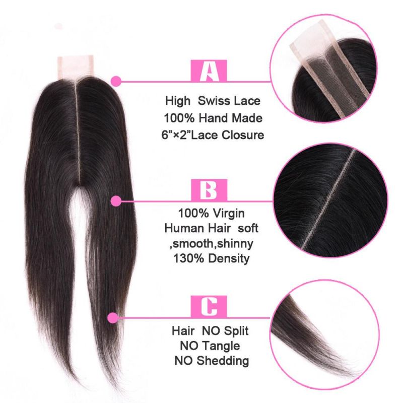 Aliexpress 100% Brazilian Human Hair Straight 8-20 Inch 2*6 Lace Closure Natural Color Remy Hair Weaving 3PC/Lot Free Shipping