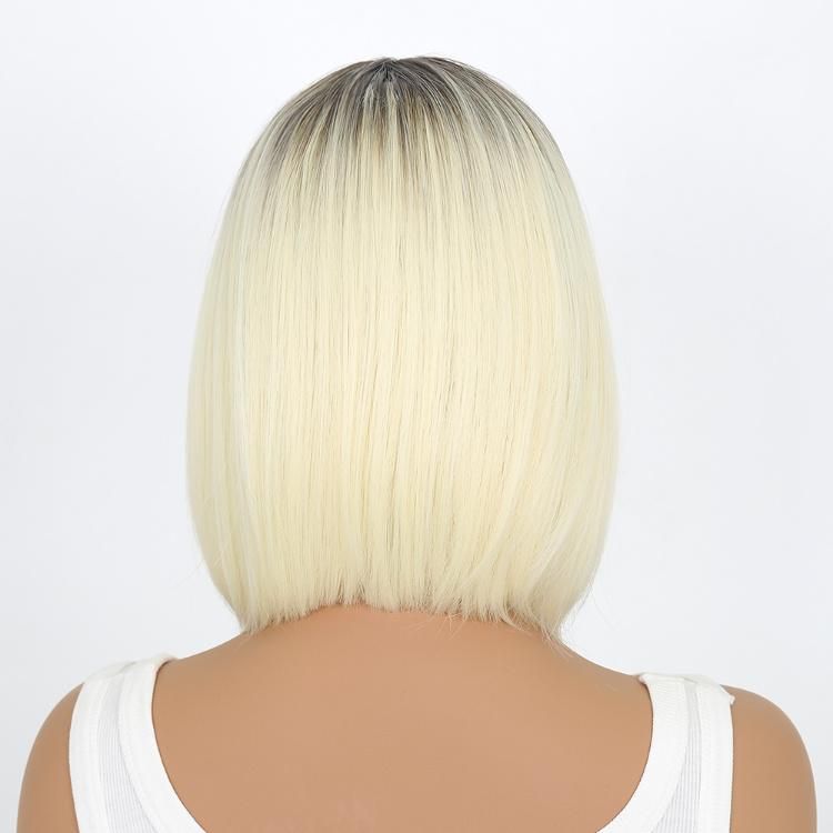 European and American Middle Part Short Bob Gradient Light Blond Synthetic Wigs