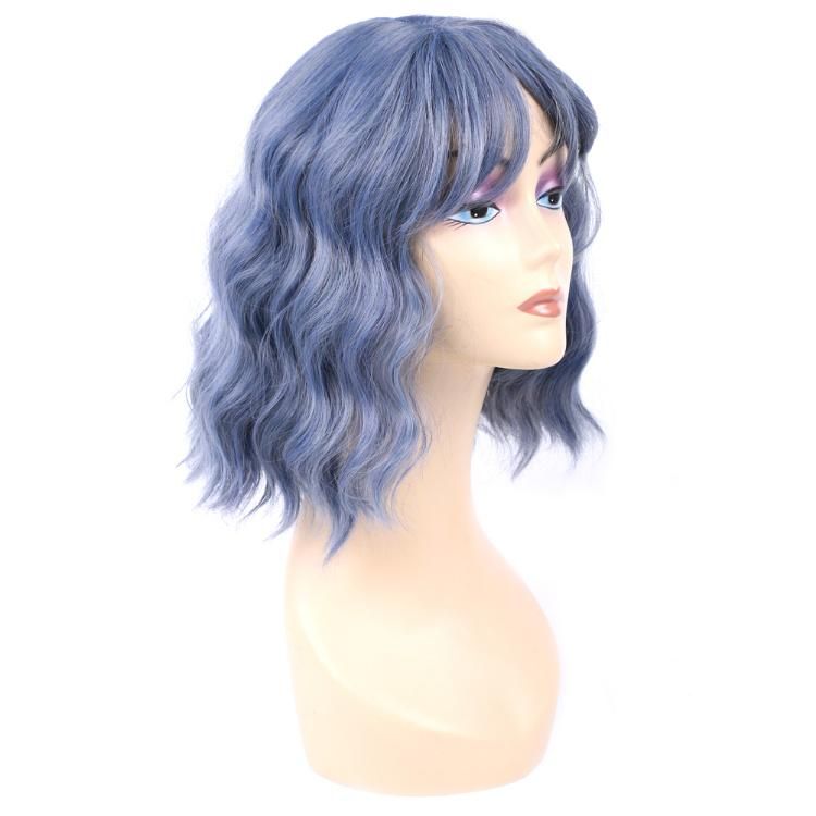 European and American Machine Made Hair Wigs with Bangs Synthetic Fiber Short Wigs