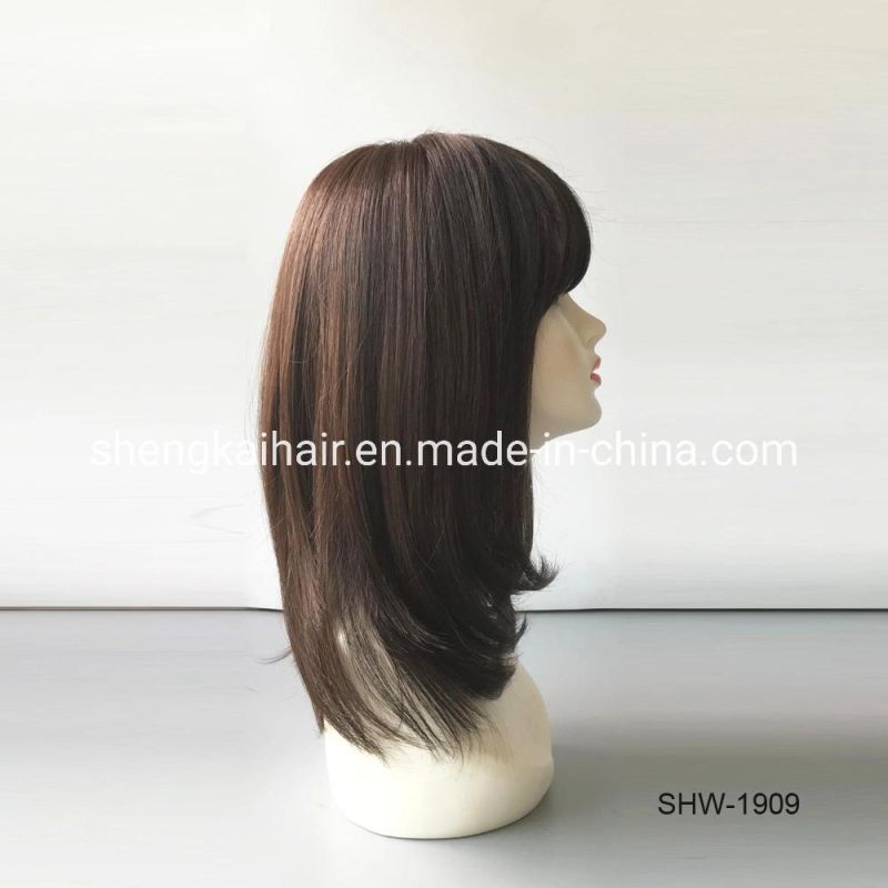 China Wholesale Good Quality Handtied Human Hair Long Black Straight Hair Wigs 566