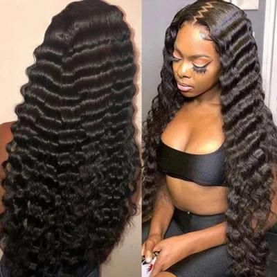 Kbeth Best Selling Virgin Human Hair Brazilian Deep Wave Front Lace Wig Density 180% Dyeable Perm Human Hair Front Lace Wigs