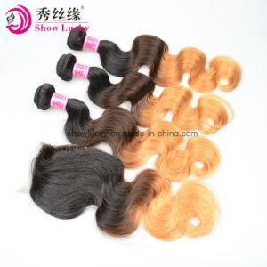 Top Quality 100% Brazilian Human Ombre Wholesale Body Wave 4X4 Lace Closure Virgin Brazil Hair