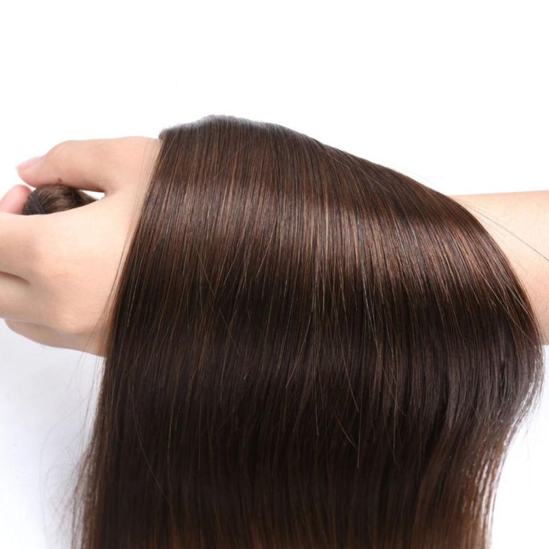 Wholesale Pre Colored Brown Straight Hair Weave Bundles Brazilian Human Hair Extension #4 Light Brown Color Remy Bundle