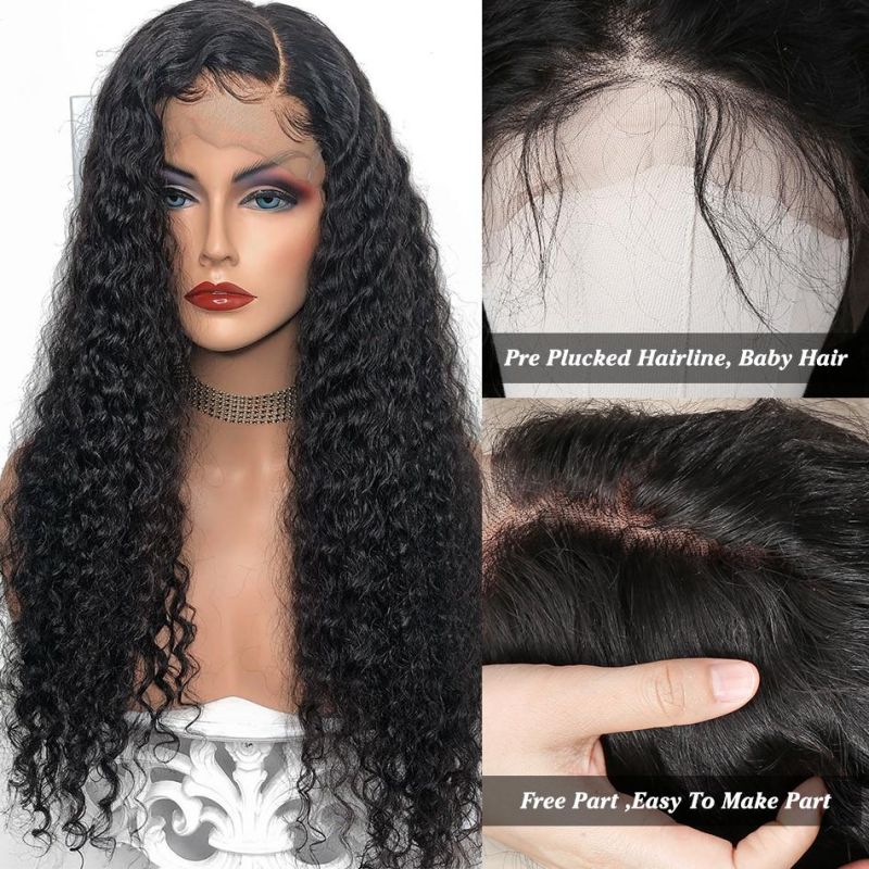 13X4 Lace Front Human Hair Wigs 10A Grade 150% Density Brazilian Curly Wave Lace Front Wig with Baby Hair 16"