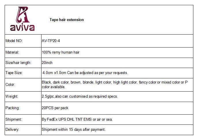 Top Quality Tape in Human Hair Extension (AV-TP20-4)