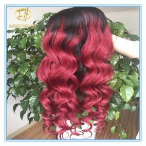 Top Quality Hot Sales Omber Red Color Body Wave Human Hair Lace Wigs with Factory Price Wig-042