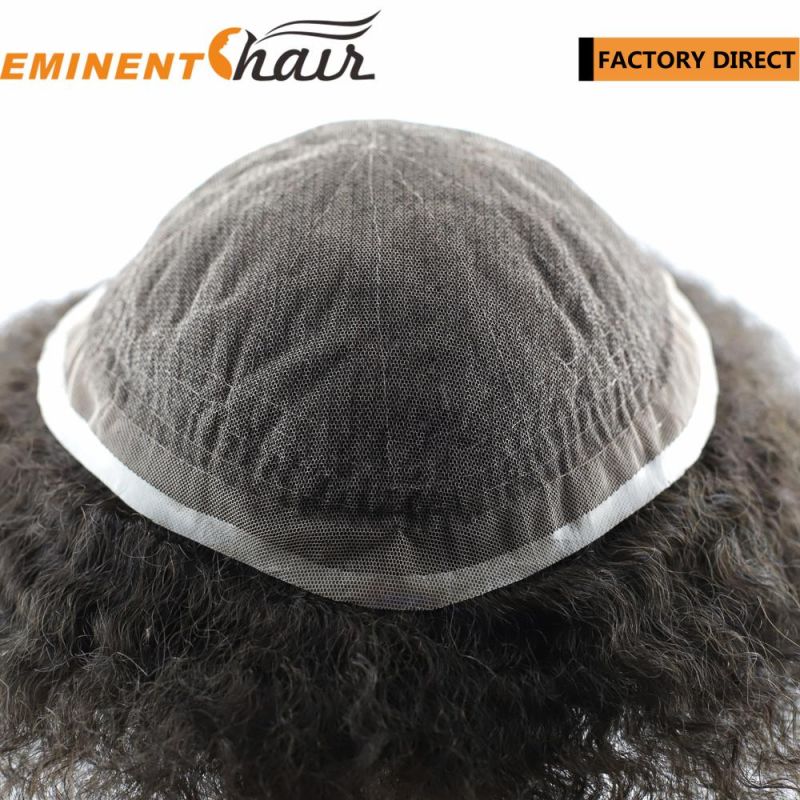 Curly Men′s Toupee Full Lace Base Chinese Lace Hair System