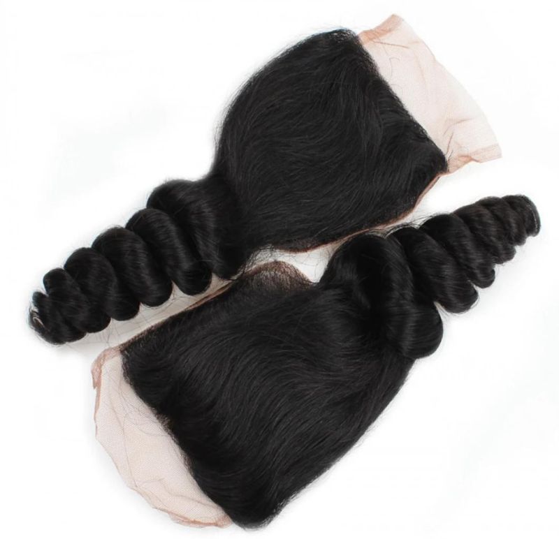 Kbeth Loose Wave 4*4 Lace Frontal Closure Hand Tied Transparent Lace 8 Inch Bouncy Human Hair Closures Ready to Ship