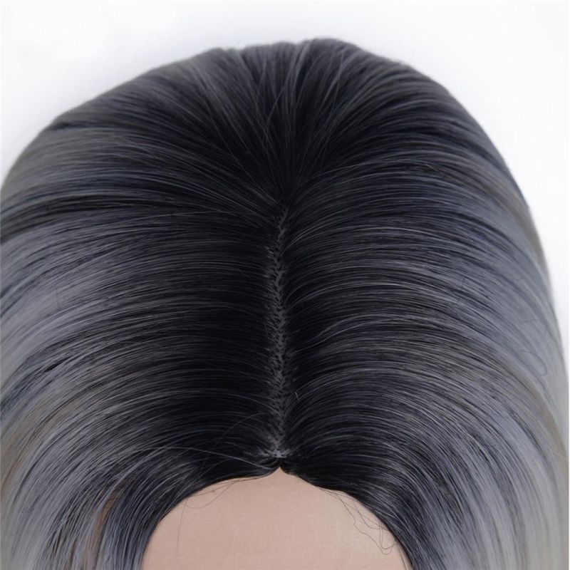 Middle Part Short Ombre Black Dark Blonde Color Bob Wig with Lace Front Brazilian Human Hair Wigs for Women 12 Inches