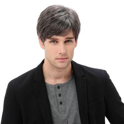 Kbeth Human Hair Mens Wig Short Glam Gray Color Men&prime;s Grey Handsome Lace Front 100% Virgin Brazilian Custom Short Men&prime;s Closure Wig for Male