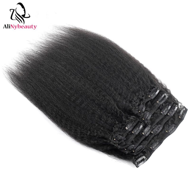 Alinybeauty Brazilian Kinky Straight Clip in Human Hair Extension
