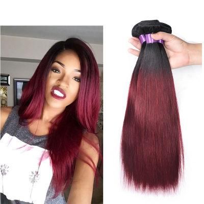 Brazilian Virgin Hair Straight 3 Bundles with Ombre Burgundy Red Ombre Hair Bundles Silky Straight Red Hair Weft