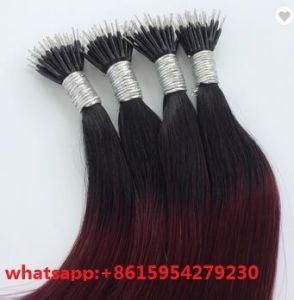 Human Hair Weft Extension Nano Ring Ombre Color Straight Hair