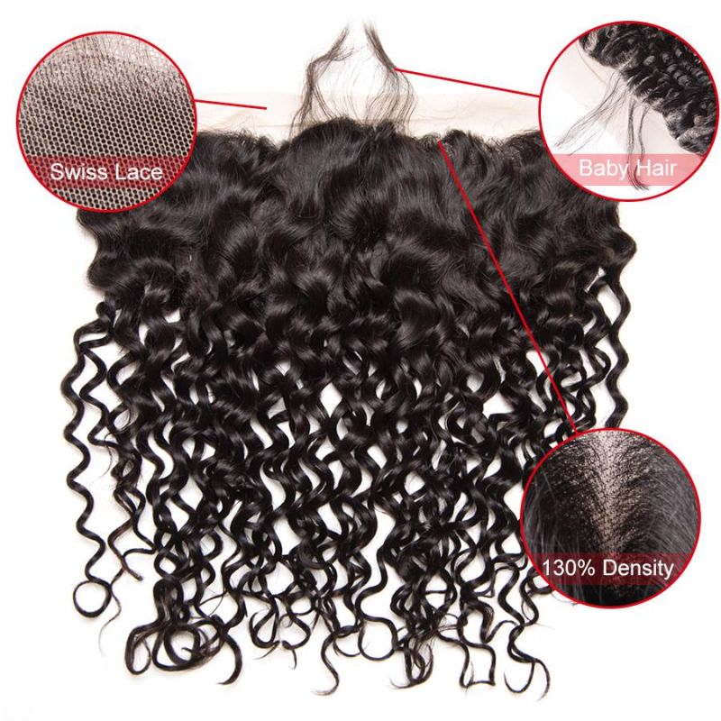 Brazilian Water Wave Frontal 13X4 Ear to Ear Lace Frontal Closure with Baby Hair 100% Human Hair Closure Remy Hair