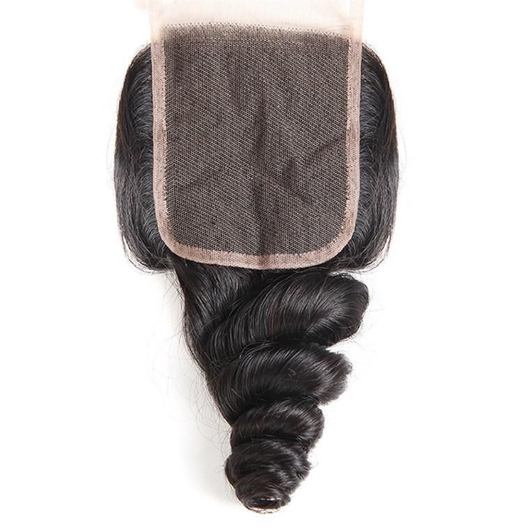 Kbeth Factory Price Top Quality Without Chemical Process Malaysian Virgin Hair Loose Wave Closure 100 Human Hair 4*4 Lace Closure